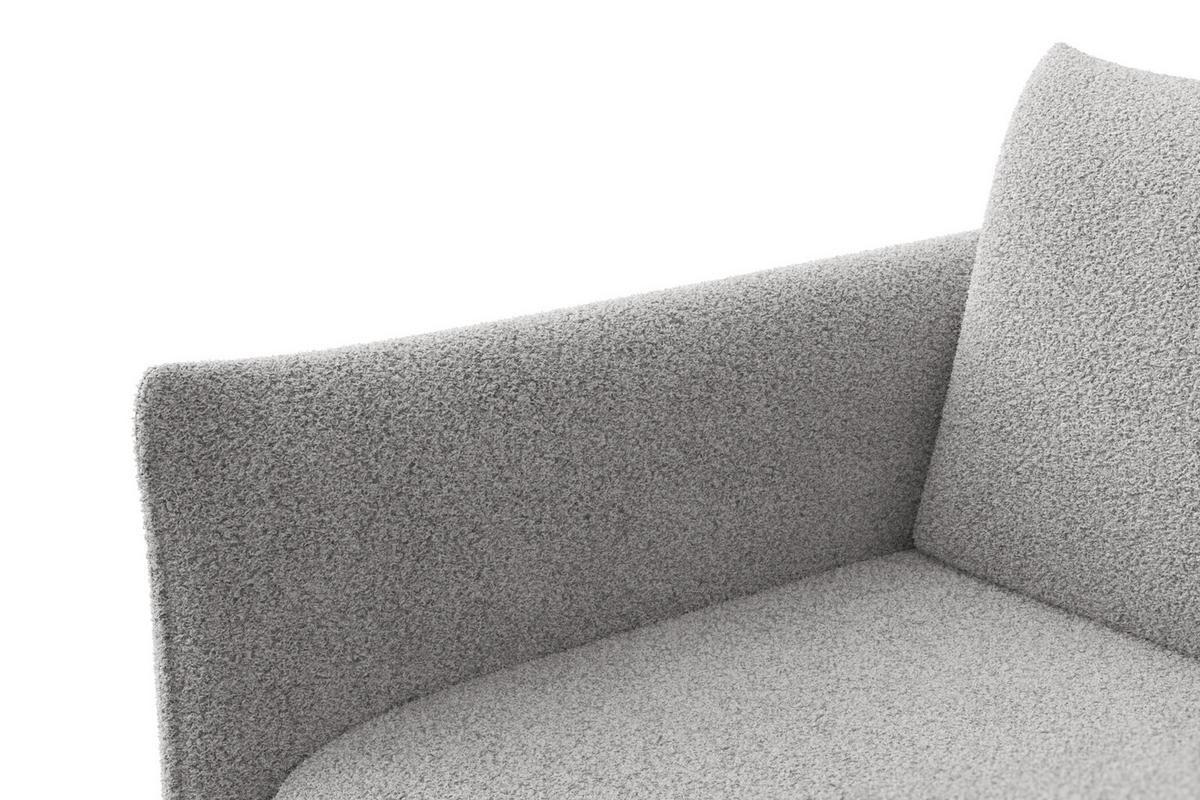 SOFA TAUER 3-Sitzer, Bouclé-Stoff hellgrau - Hellgrau/Schwarz, Holz/Textil (206/84/112cm) - Courtois Laville