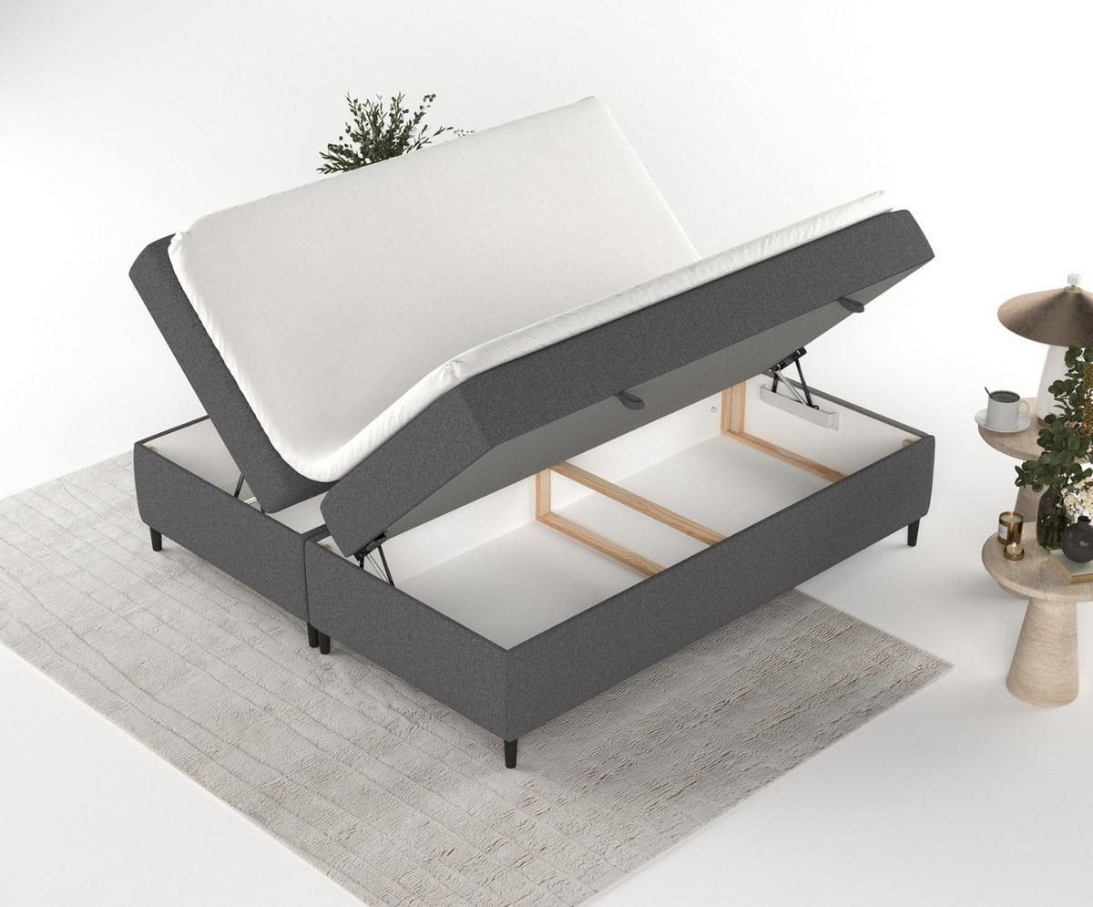 BOXBETT Theo 180/200 cm Anthrazit im Megan Stoff - Anthrazit/Schwarz, Holz/Holzwerkstoff (180/200cm) - AltaBeds