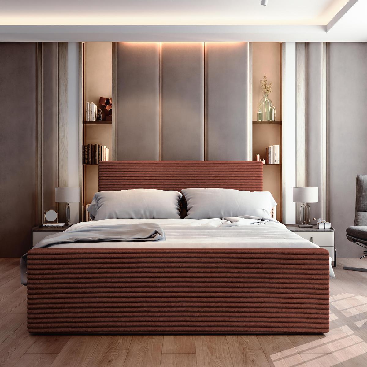 BOXBETT BRENTO 180x200 cm mit Matratze und Topper - Braun - Braun, Holz (180/200cm) - MASSENO
