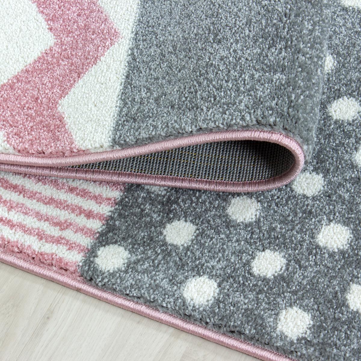 KINDERTEPPICH TASNA, mit Herz-und-Stern-Motiv, Rosa, Ø 120 cm - Rosa, Textil (120/120cm) - KADIMA DESIGN