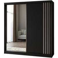 SCHWEBETÜRENSCHRANK Nela II 200/216/61 schwarz mit Schubladen - Schwarz/Eiche Artisan, Holzwerkstoff (200/216/61cm) - Beautysofa