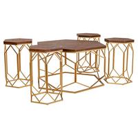 COUCHTISCH und Hocker , 5er-Set - Goldfarben, Metall (200/169/55cm) - Wanderlust