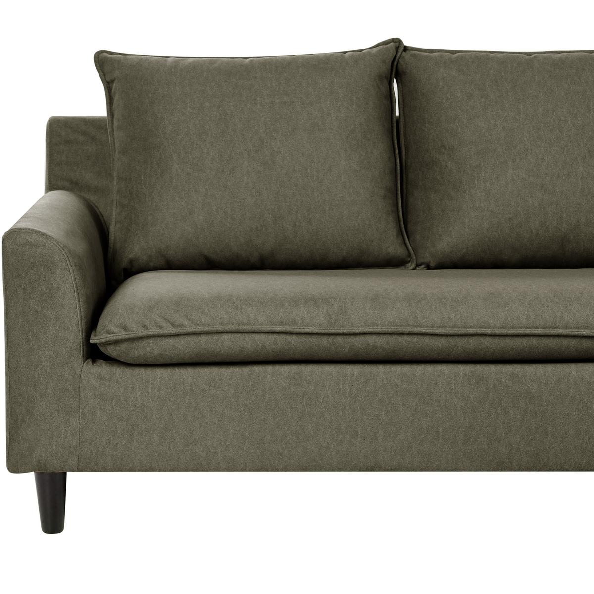 ECKSOFA 3-Sitzer Samtstoff Dunkelgrün linksseitig Elvenes - Braun/Grün, Textil (206/140cm) - Beliani