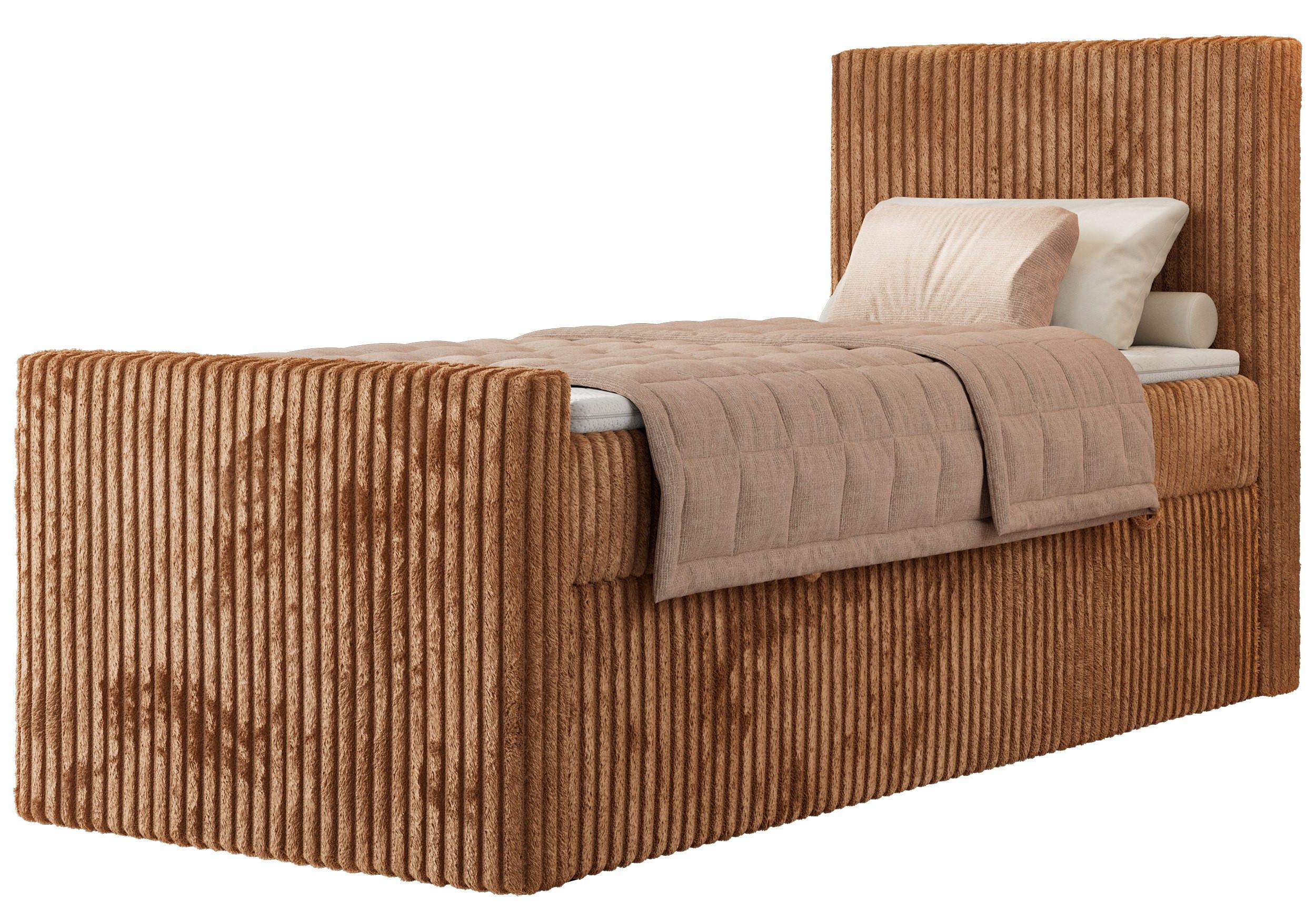 BOXBETT TILIANO DUO 90/200 - Orange Cord - H3 - Topper T25 - Rechts Seite - Orange, Textil (90/200cm) - MKS