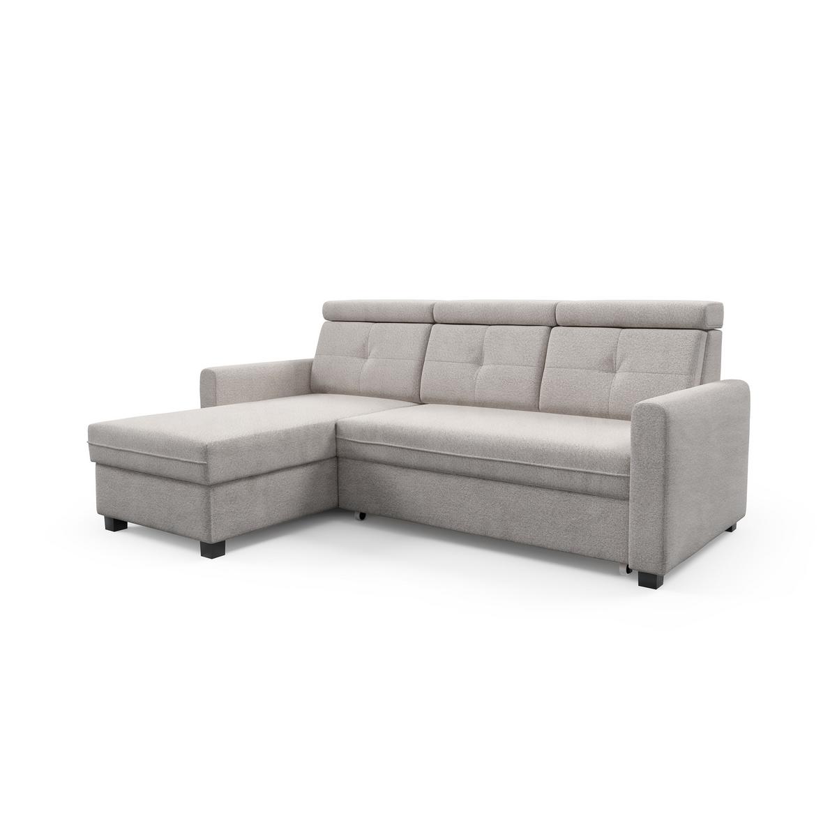 ECKSCHLAFSOFA Milano, Beige, links - Beige/Schwarz, Textil (217/166cm) - Beautysofa