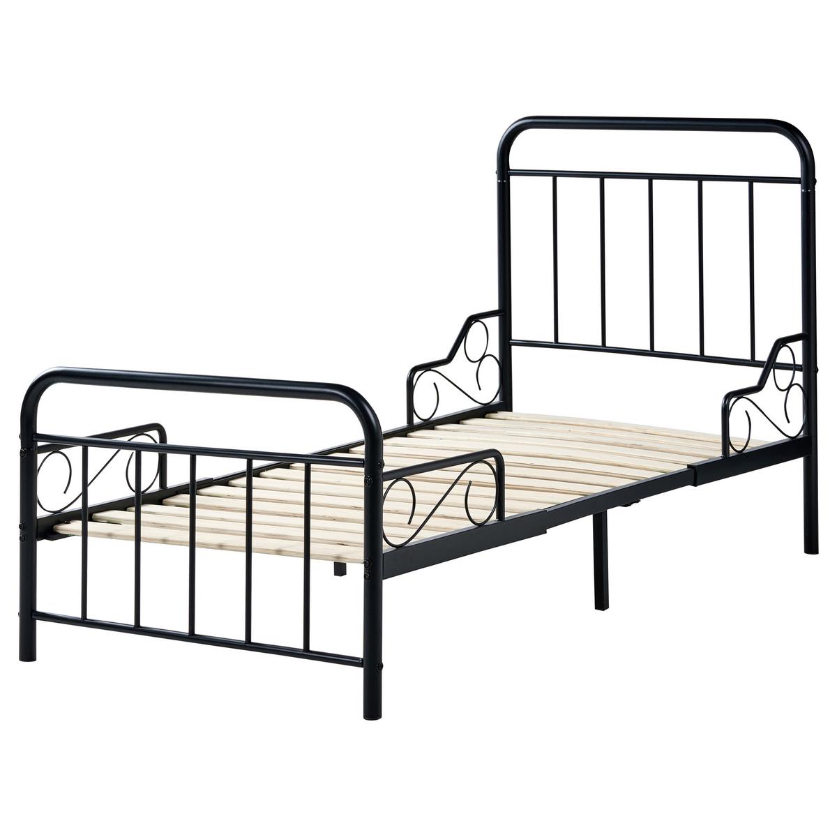 KINDERBETT mitwachsend Metall 90/200 cm Schwarz Anais - Schwarz, Metall (90/200cm) - Beliani