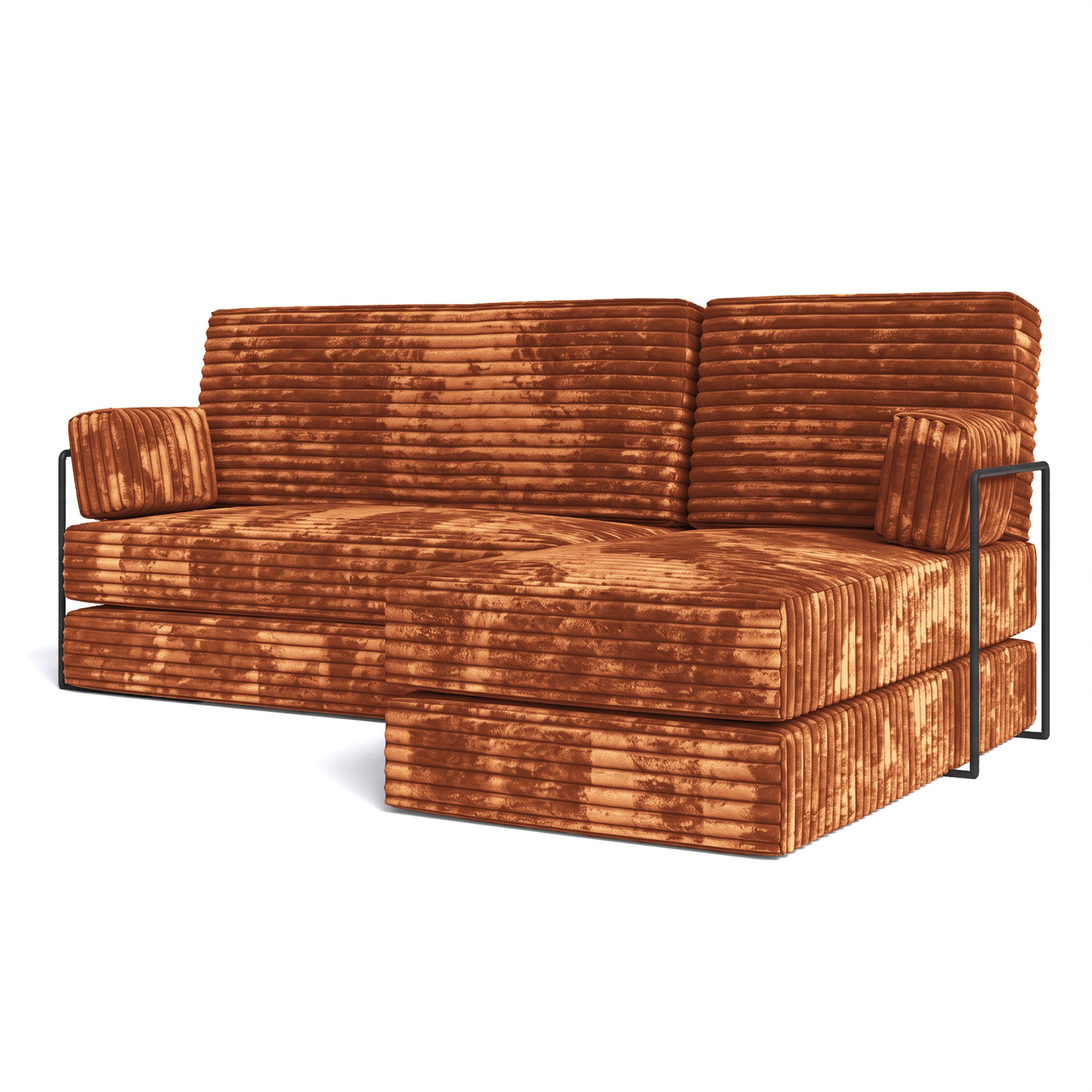 ECKSOFA NOTIA modulares Boneless Sofa mit Schlaffunktion Braun Kordstoff - Braun, Textil (200/120cm) - MASSENO