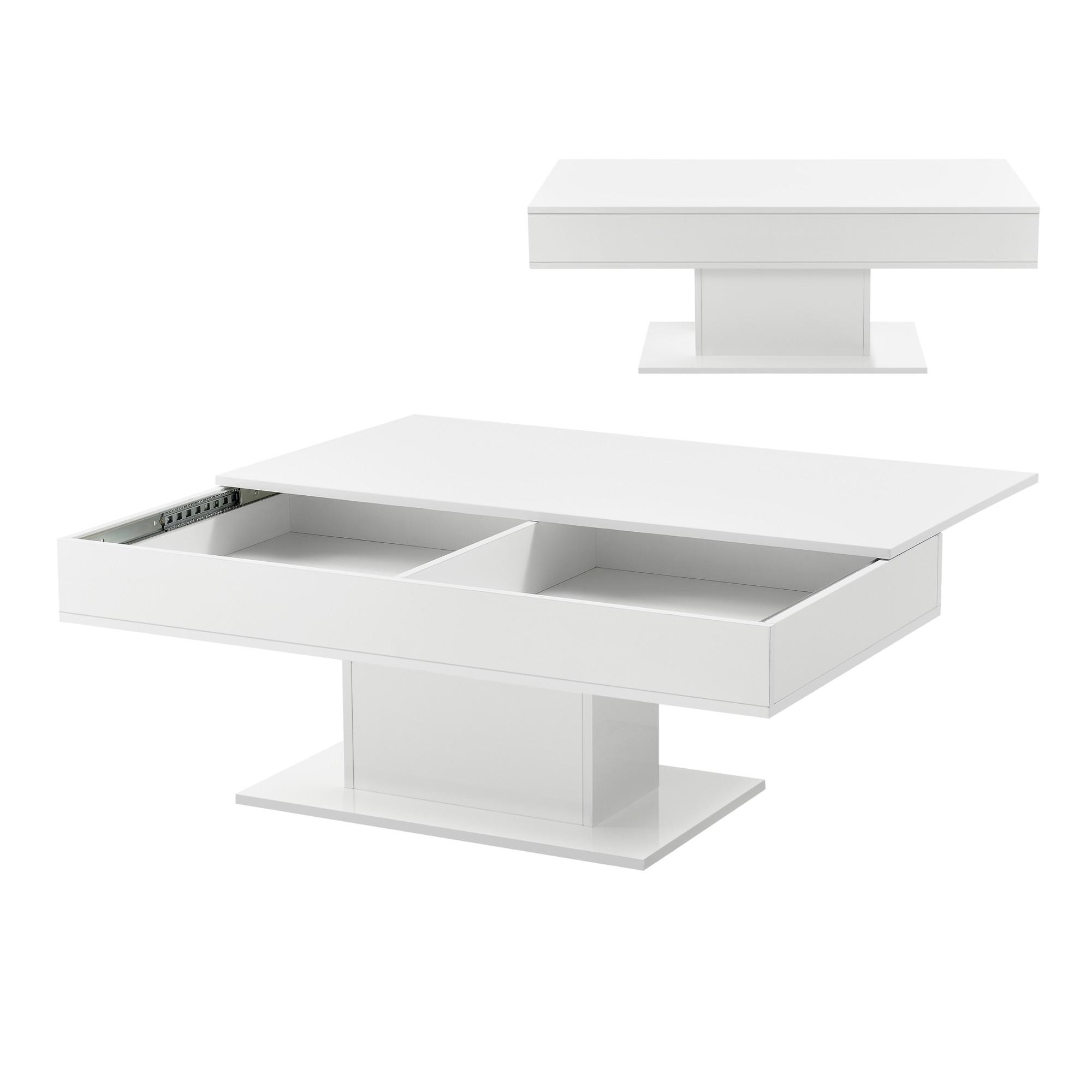 COUCHTISCH Lünen 110/60/40 - Weiß Hochglanz, Holzwerkstoff (60/110/40cm) - [en.casa]