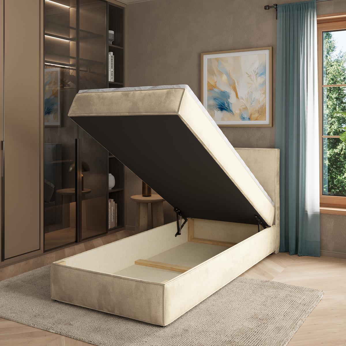 BOXBETT PELLIO 80x200 cm mit Matratze und Topper - Creme - Creme, Holz (80/200cm) - MASSENO