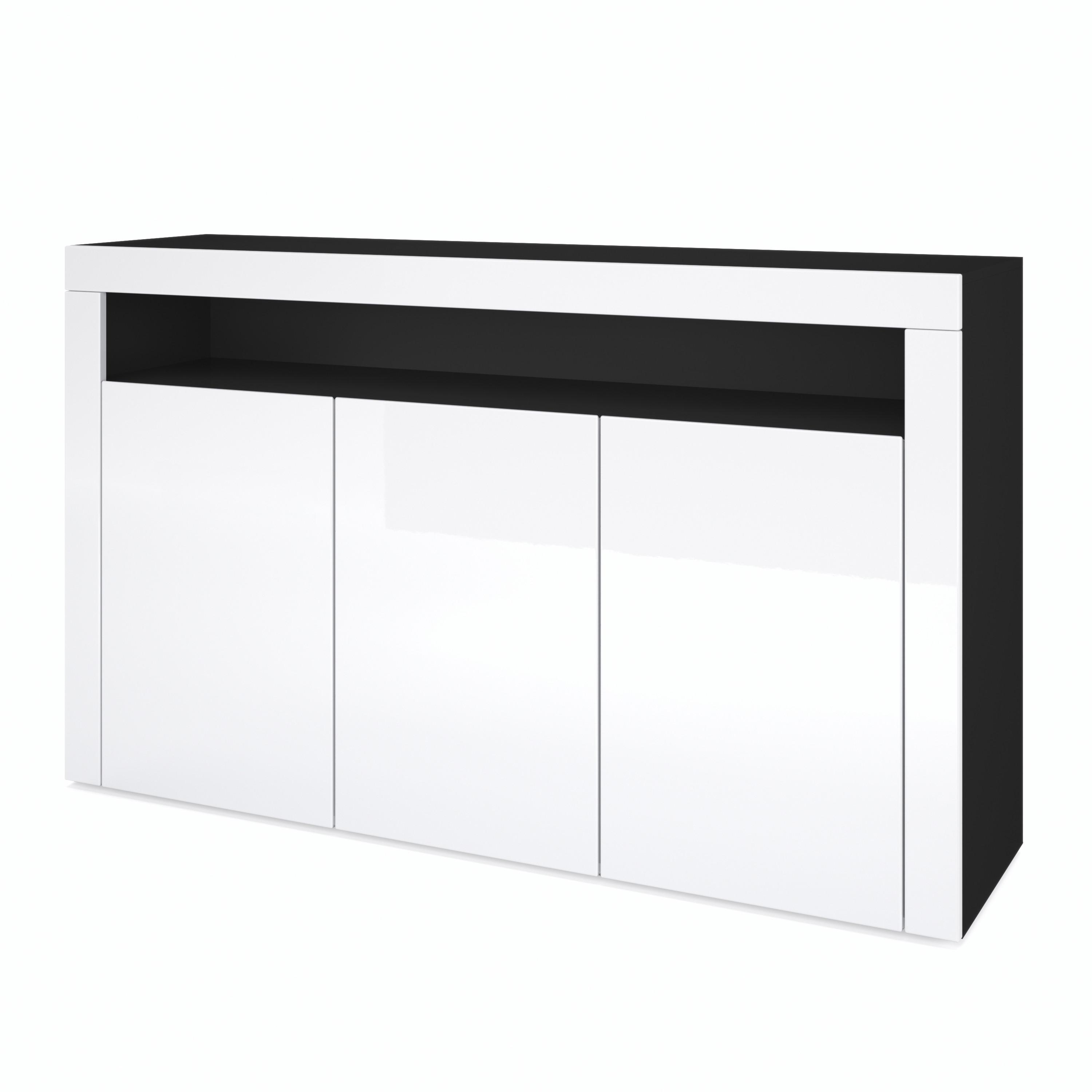 SIDEBOARD Valencia Weiß Hochglanz / Weiß Hochglanz - Weiß Hochglanz, Holzwerkstoff (155/92/40cm) - Vladon