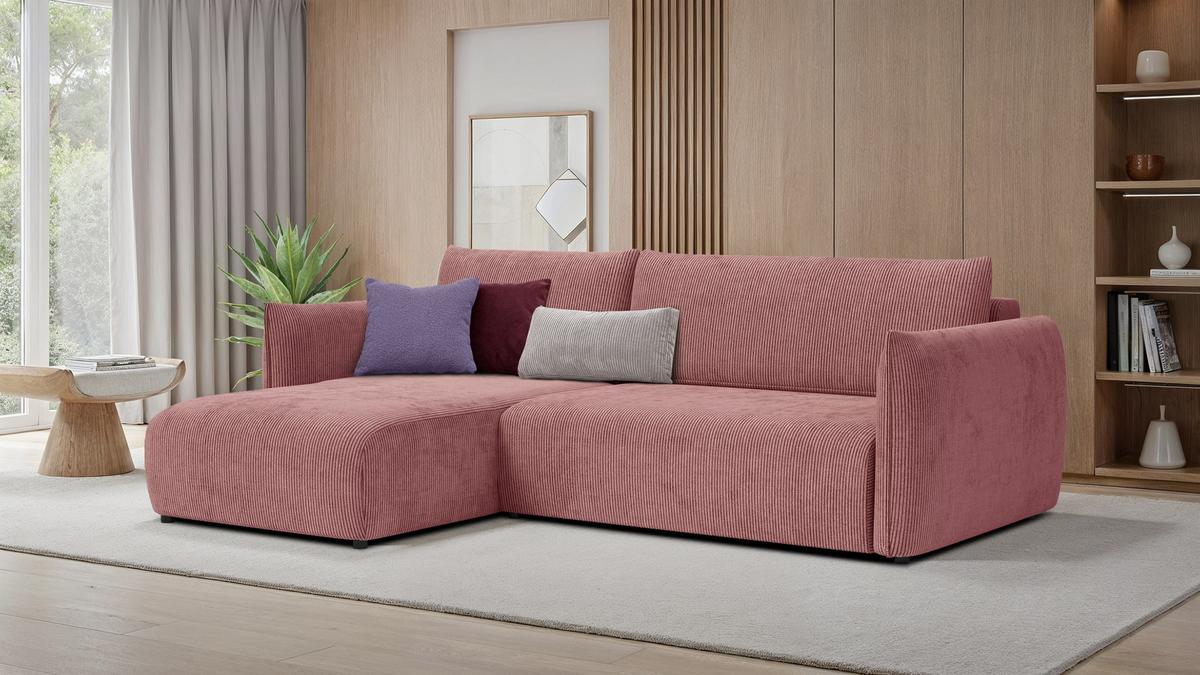ECKSOFA TAUER 3-Sitzer rechts, altrosa - Altrosa/Schwarz, Holz/Textil (248/173cm) - Wozimo