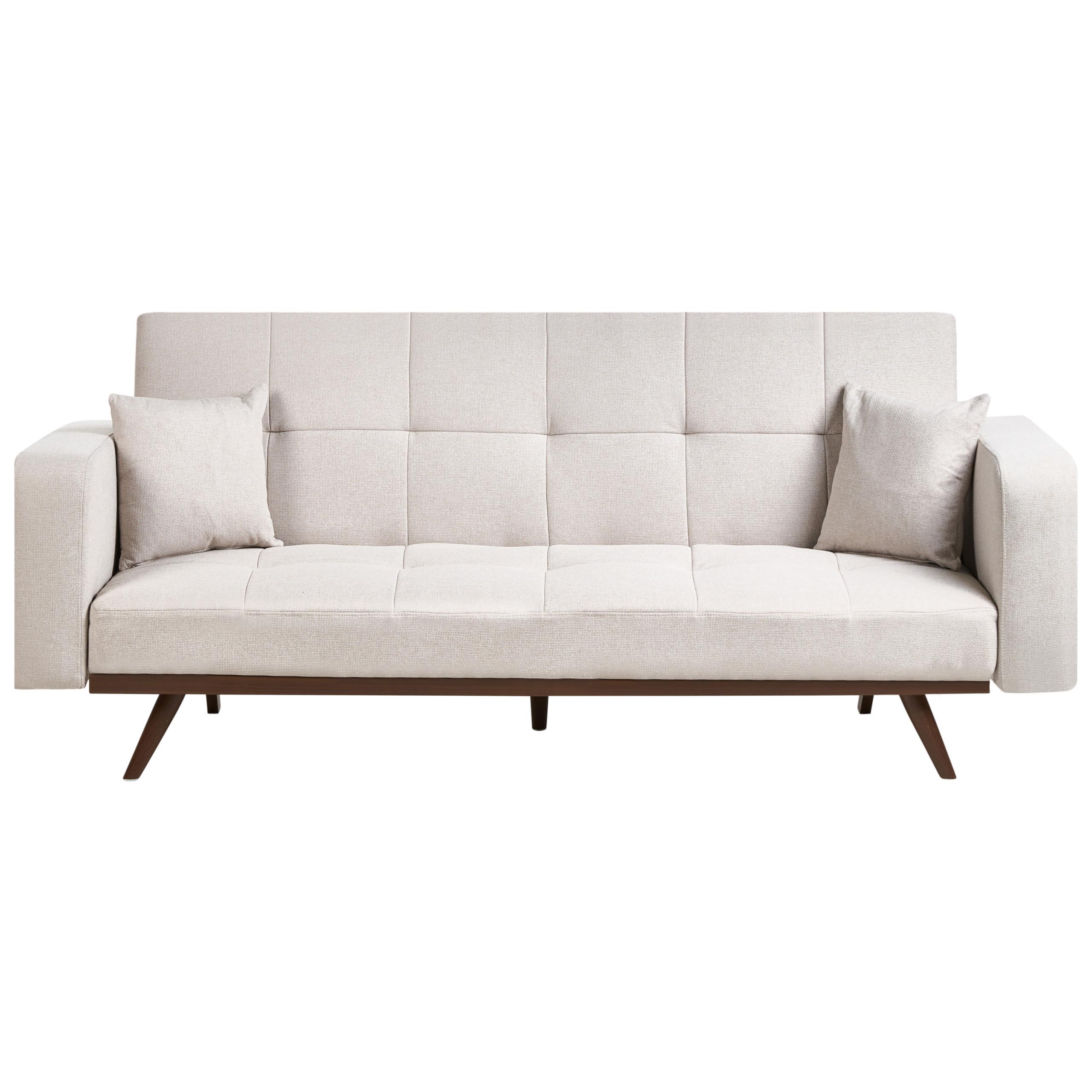 SCHLAFSOFA 3-Sitzer Hellbeige Hjulby - Beige, Textil (220/90/82cm) - Beliani