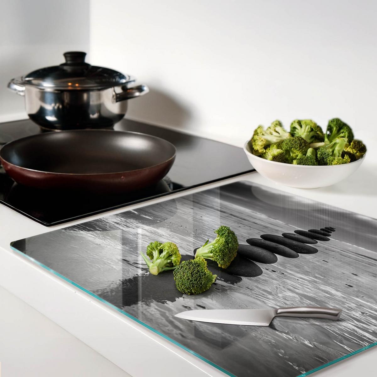 GLASPLATTE 60x52 cm Ausgleichssteine - Schwarz, Glas (60/0.4/52cm) - TULUP
