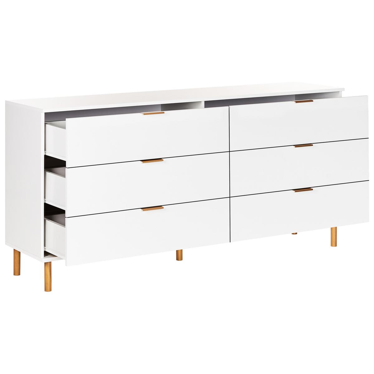 KOMMODE mit 6 Schubladen Weiß Walpole - Weiß, Holzwerkstoff (158/76/40cm) - Beliani