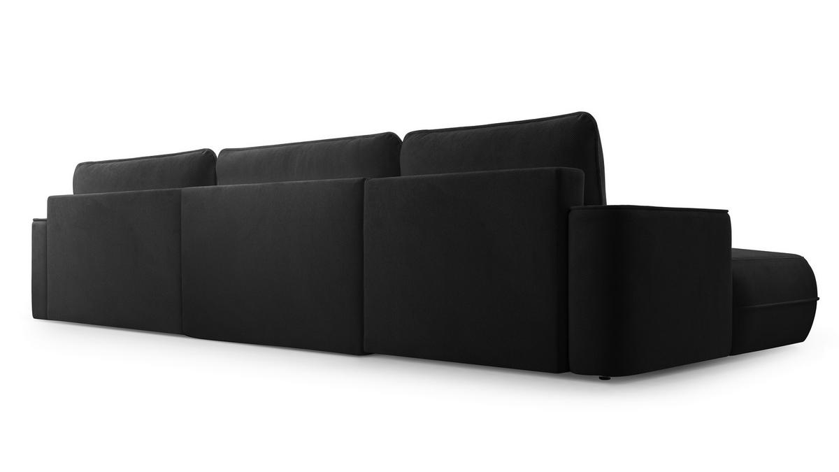 WOHNLANDSCHAFT Peoni Schwarz 364/168/87 cm mit Schlaffunktion - Schwarz, Kunststoff/Textil (364/87/168cm) - AX Living