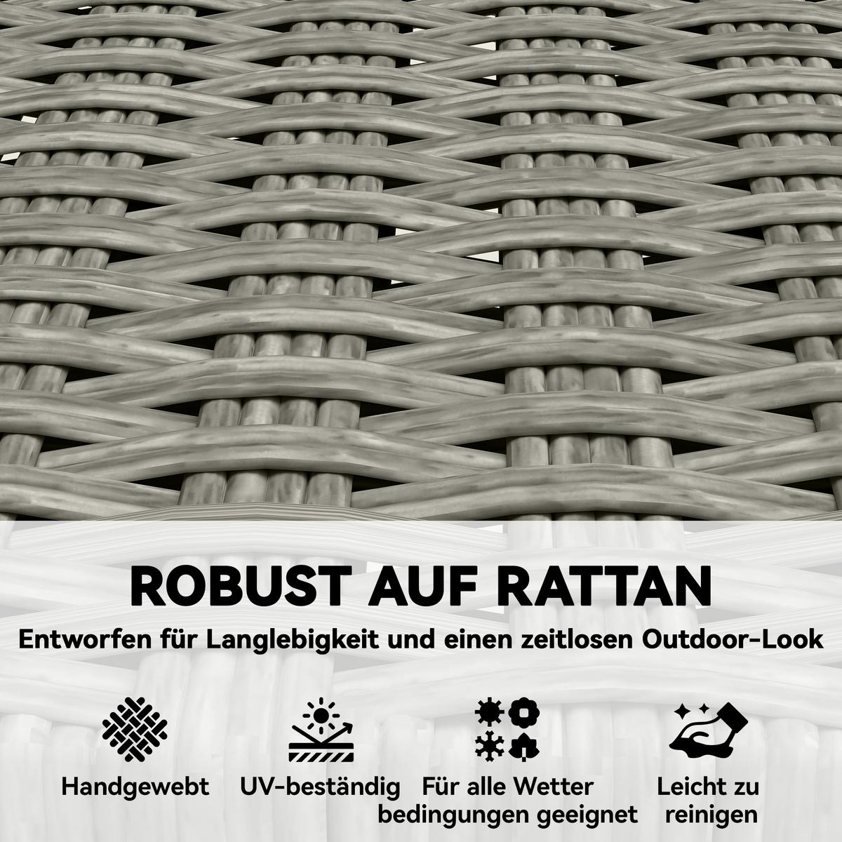 GARTENKLAPPSTUHL 2er Set Akazienholz PE-Rattan Grau - Grau, Holz (47.5/88/56cm) - Outsunny