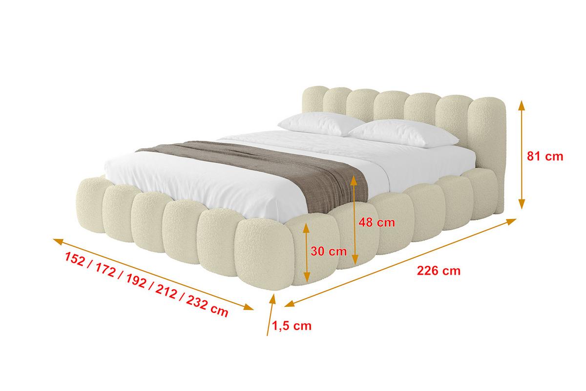 POLSTERBETT mit Bettkasten und Lattenrost, Boxbett ohne Matratze - SENA-v1 180x200 Beige - Beige, Holzwerkstoff/Textil (180/200cm) - ALTDECOR