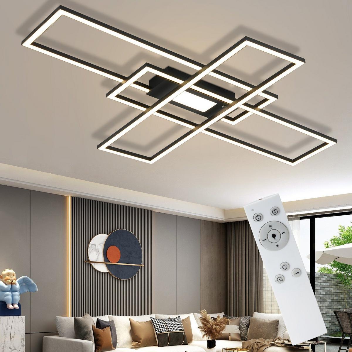 LED-DECKENLEUCHTE Kesselfluch 99.0/7.0/99 cm - Schwarz, Metall (99/99/7cm) - ZMH