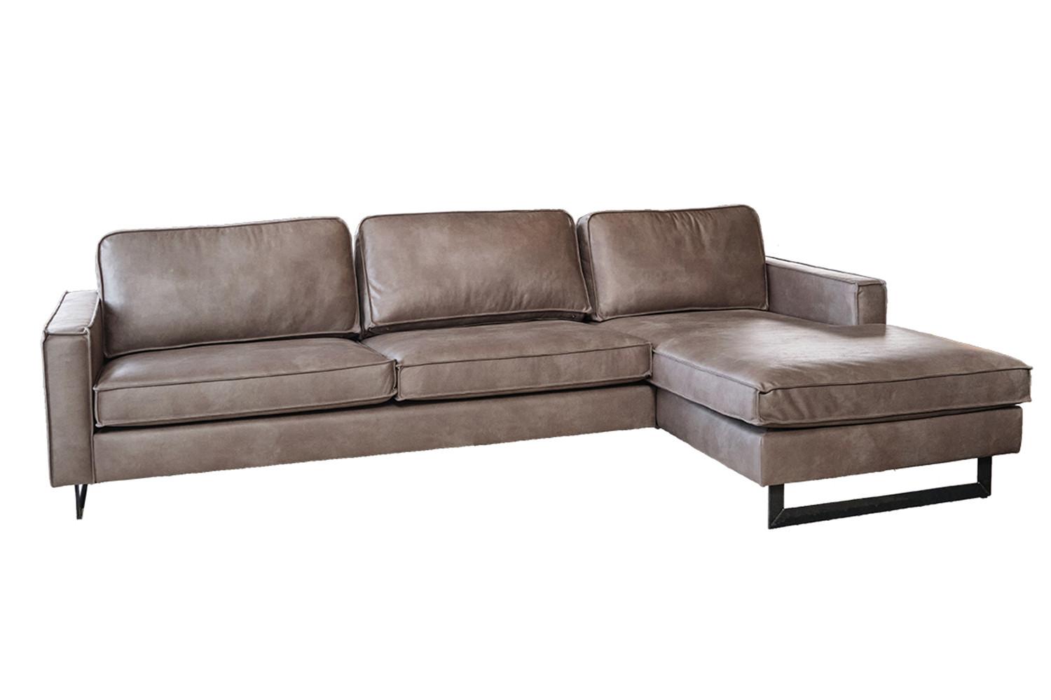 ECKSOFA VILNIUS Anthrazit Lederfaserstoff - Anthrazit/Schwarz, Leder/Metall (286/170cm) - KAWOLA