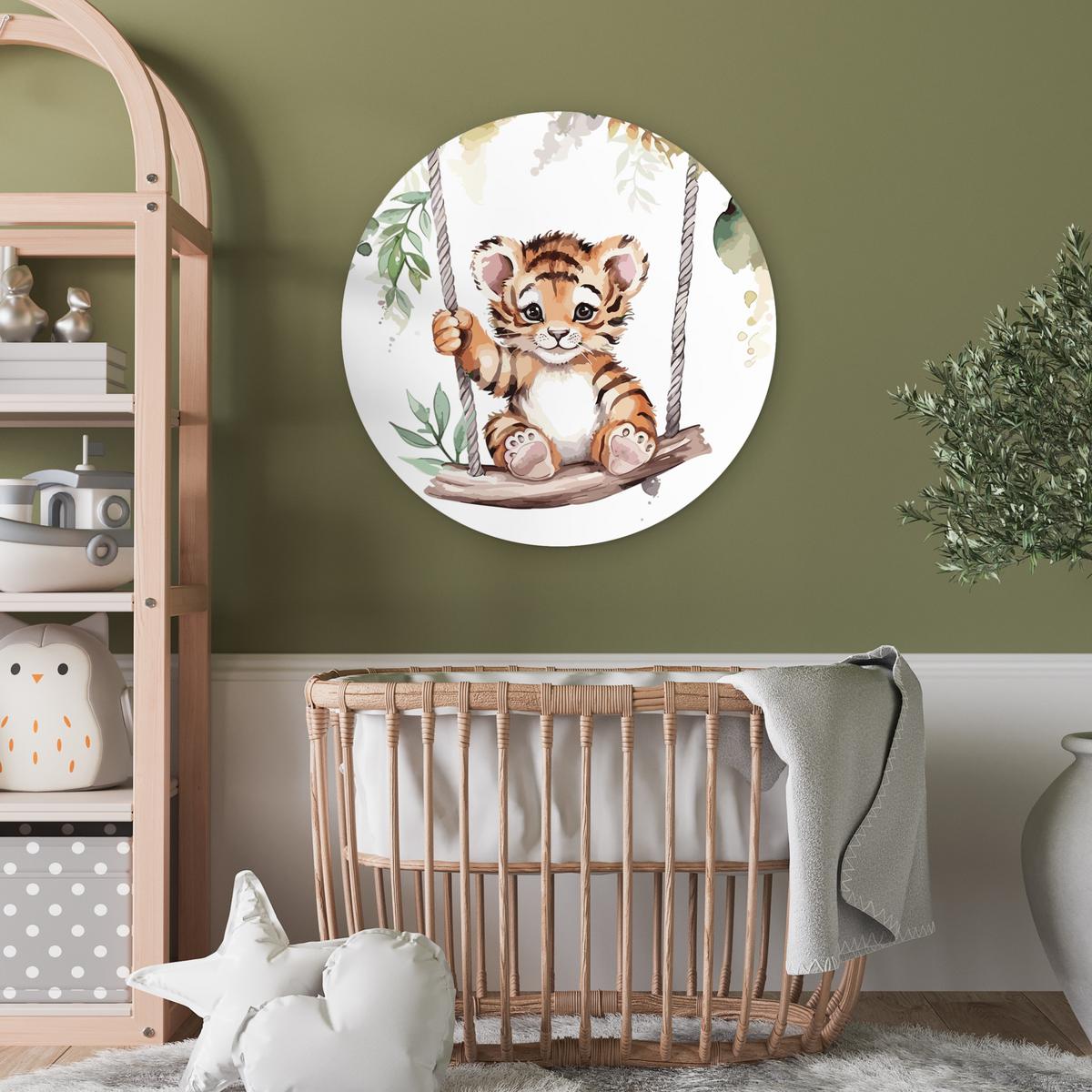 WANDBILD Tiger - Tier - Kinder - Dschungel Wanddeko Schlafzimmer 60x60 cm - Dunkelorange, Kunststoff (60/60cm) - MuchoWow