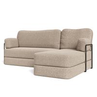 ECKSOFA SABI modulares Boneless Sofa mit Schlaffunktion Beige Boucle-Stoff - Beige, Textil (200/120cm) - MASSENO