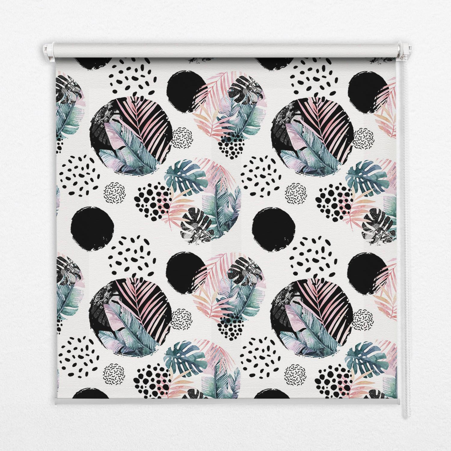 INNENROLLO - Fensterrollo - Rollo - 60x40 cm - Kreise und Blätter - Weiß, Kunststoff (60/140/0.5cm) - TULUP