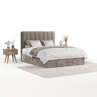 POLSTERBETT Vienna mit Stauraum 180/200 cm Beige im Lotta Stoff - Beige/Schwarz, Holz/Holzwerkstoff (180/200cm) - AltaBeds