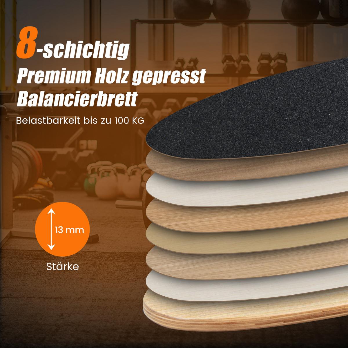 BALANCIERBRETT Schwarz - Schwarz, Holz (82/28cm) - COSTWAY