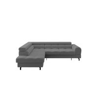 ECKSOFA mit Schlaffunktion Ottomane Links LUMA-L 272x203x70 Grau Bouclé - Chromfarben/Schwarz, Holzwerkstoff/Kunststoff (272/203cm) - ALTDECOR