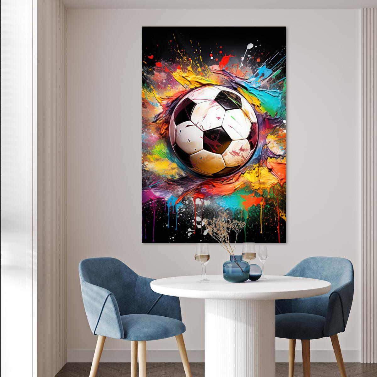POSTER Fußball - Farbe - Farben - Schwarz - Weiß Wandbild Schlafzimmer 80x120 cm - Weiß, Papier (80/120/0.1cm) - MuchoWow