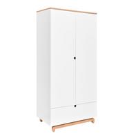 SCHRANK 2 Türen Weiß und Holz - Weiß, Holzwerkstoff (90/109/50cm) - Petits-meubles