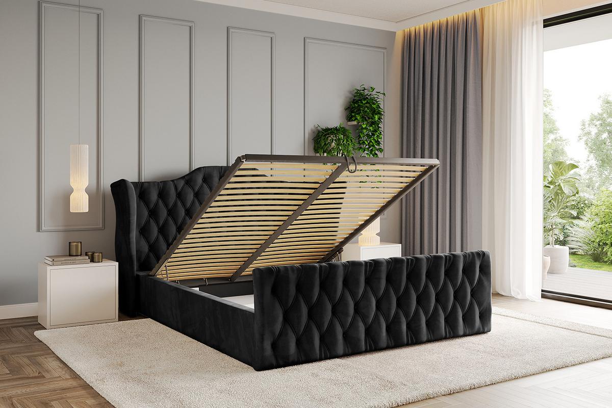 POLSTERBETT mit Bettkasten, Fußteil und Lattenrost, Boxbett mit Matratze H3/H4 - ZORAN-Z 120x200 Schwarz - Schwarz, Holzwerkstoff/Textil (120/200cm) - ALTDECOR