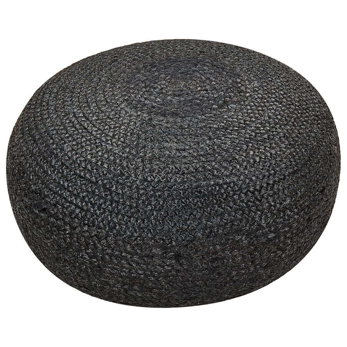 POUF Jute Schwarz Tifelt - Schwarz, Textil (50/20/50cm) - Beliani