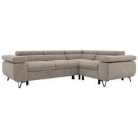 ECKSOFA FALCO L - Greige Stukture - Rechts Seite - Greige/Schwarz, Textil/Metall (268/197cm) - MKS