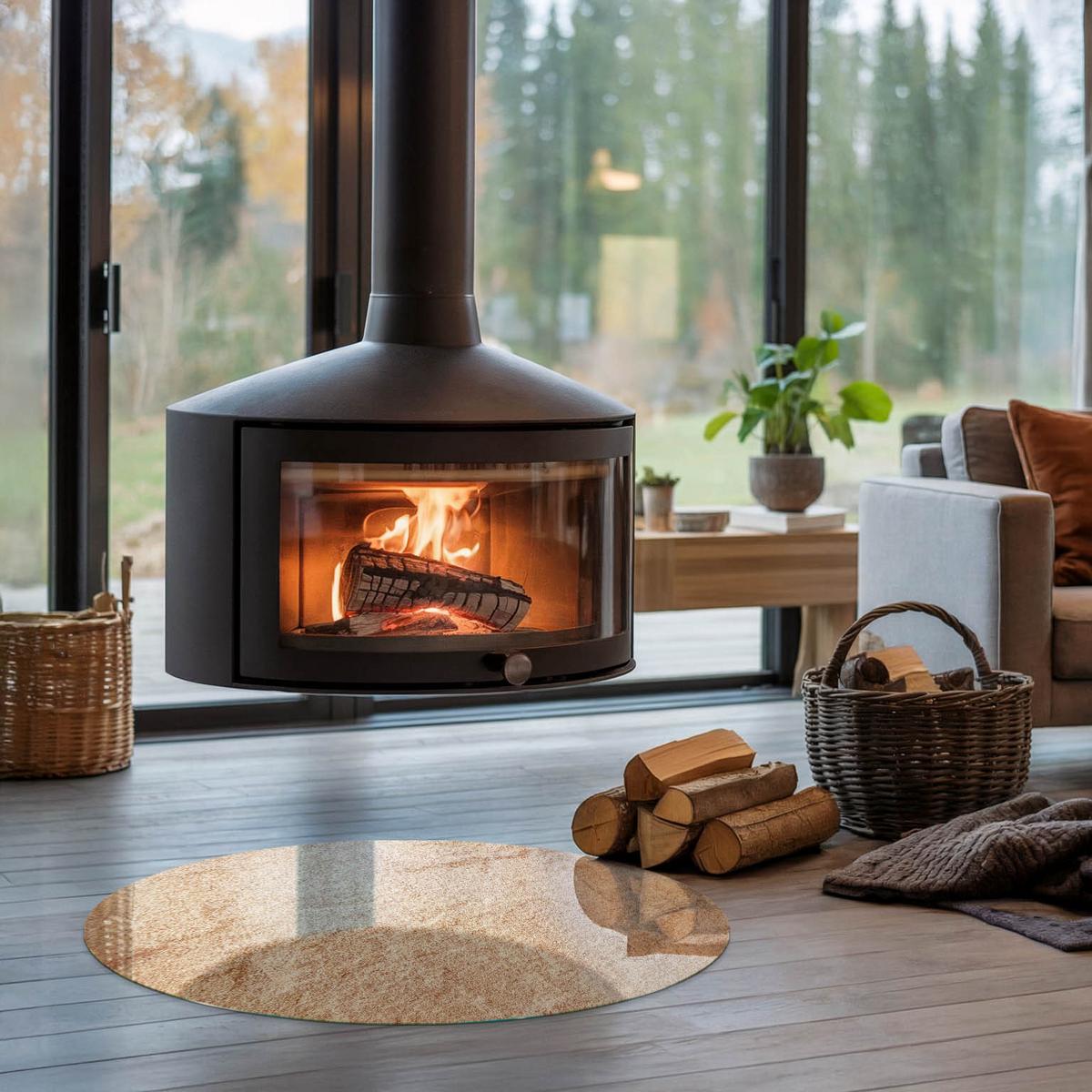 GLASPLATTE für Kamin Ø 80 cm - Beige, Glas (80/80/0.4cm) - TULUP