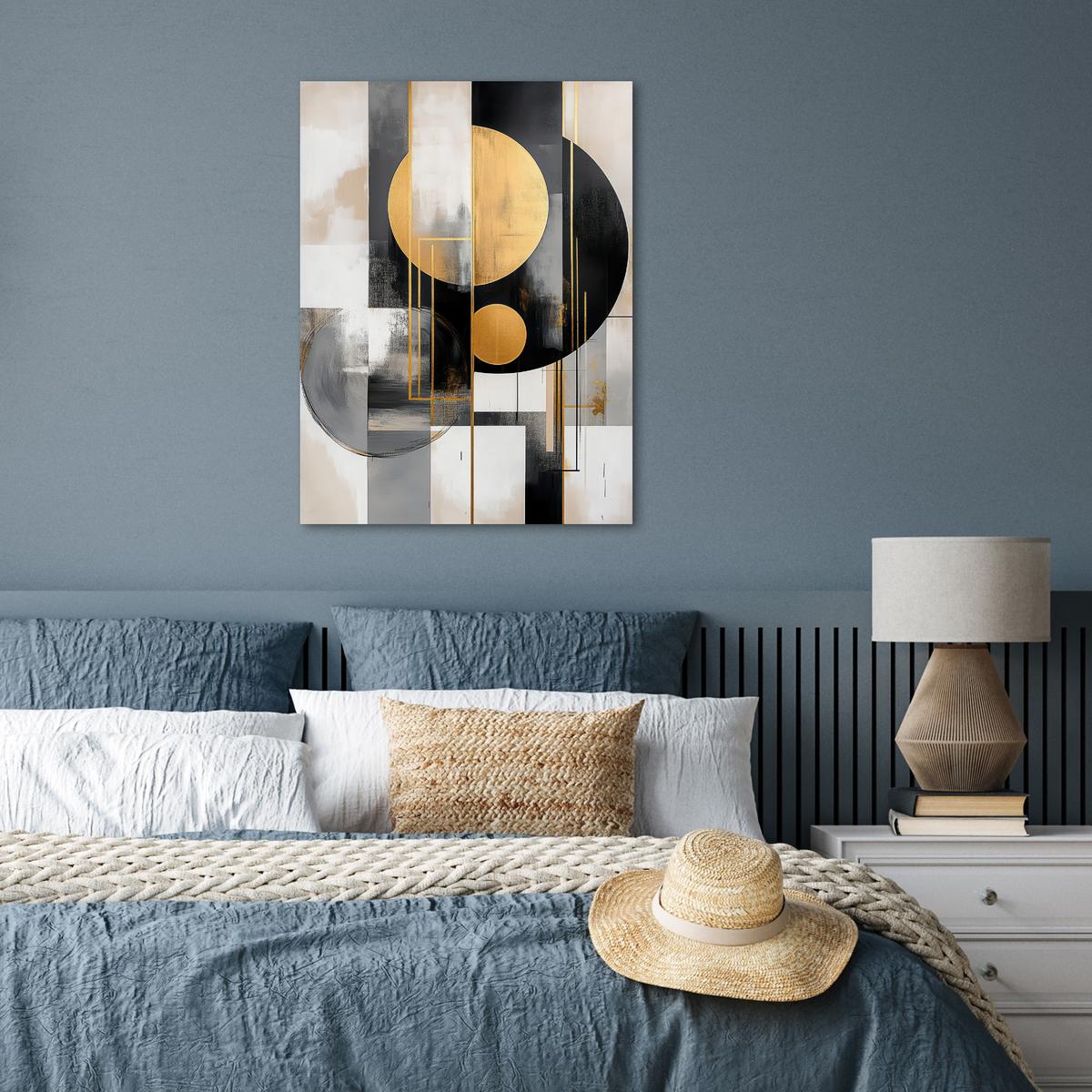 POSTER Abstrakt - Gold - Silber - Formen - Ästhetisch - Modern Deko Wohnzimmer 60x80 cm - Goldfarben, Papier (60/80/0.1cm) - MuchoWow