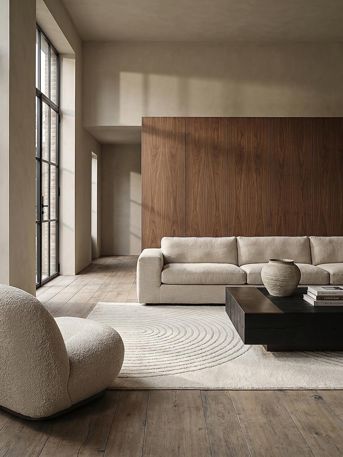 RUNDTEPPICH Geometrisch MUOTA Polypropylen Creme 120 x 120 cm - Beige, Textil (120/120cm) - KADIMA DESIGN