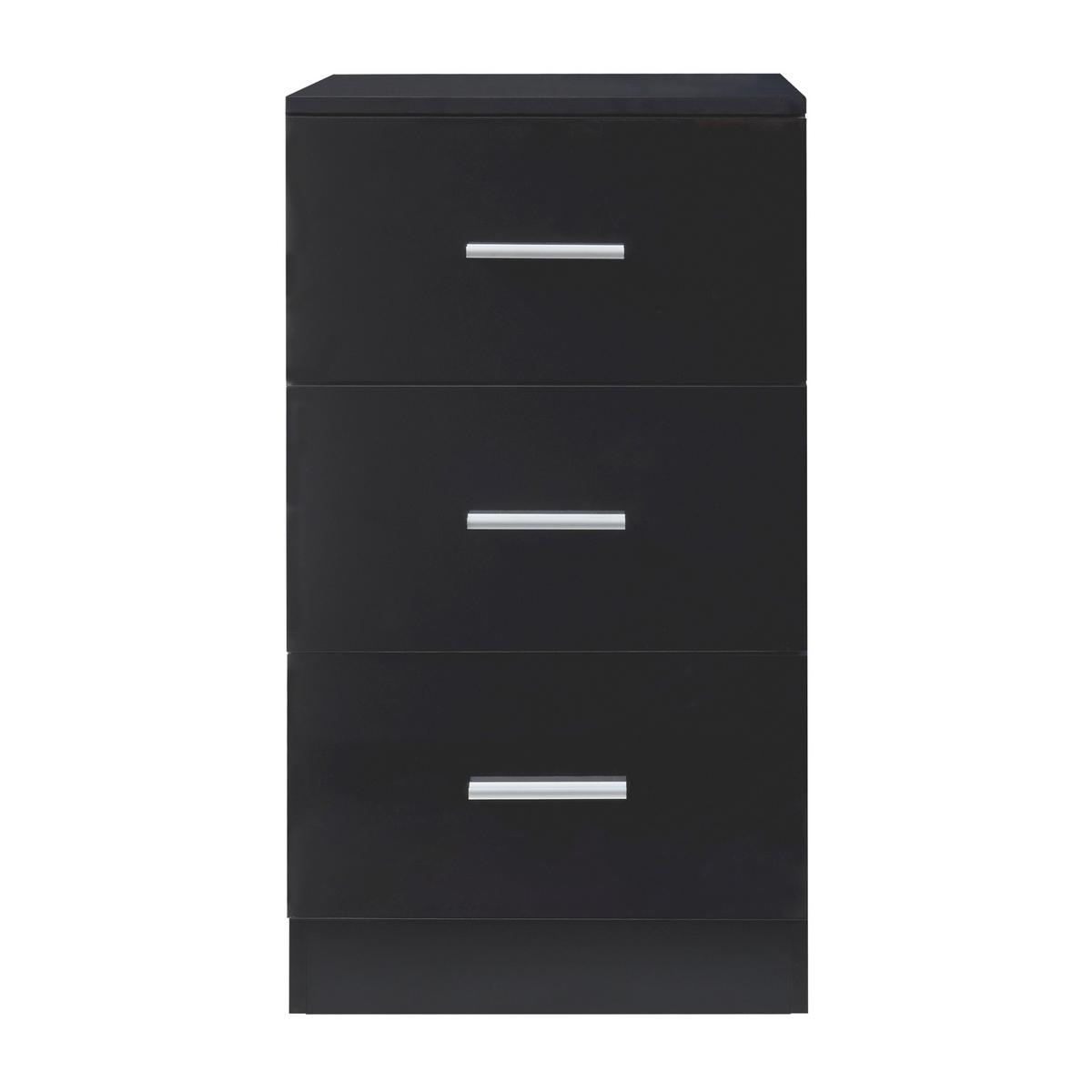 NACHTTISCH Aurdal - Schwarz Hochglanz/Schwarz, Holzwerkstoff (37/66/34.5cm) - [en.casa]