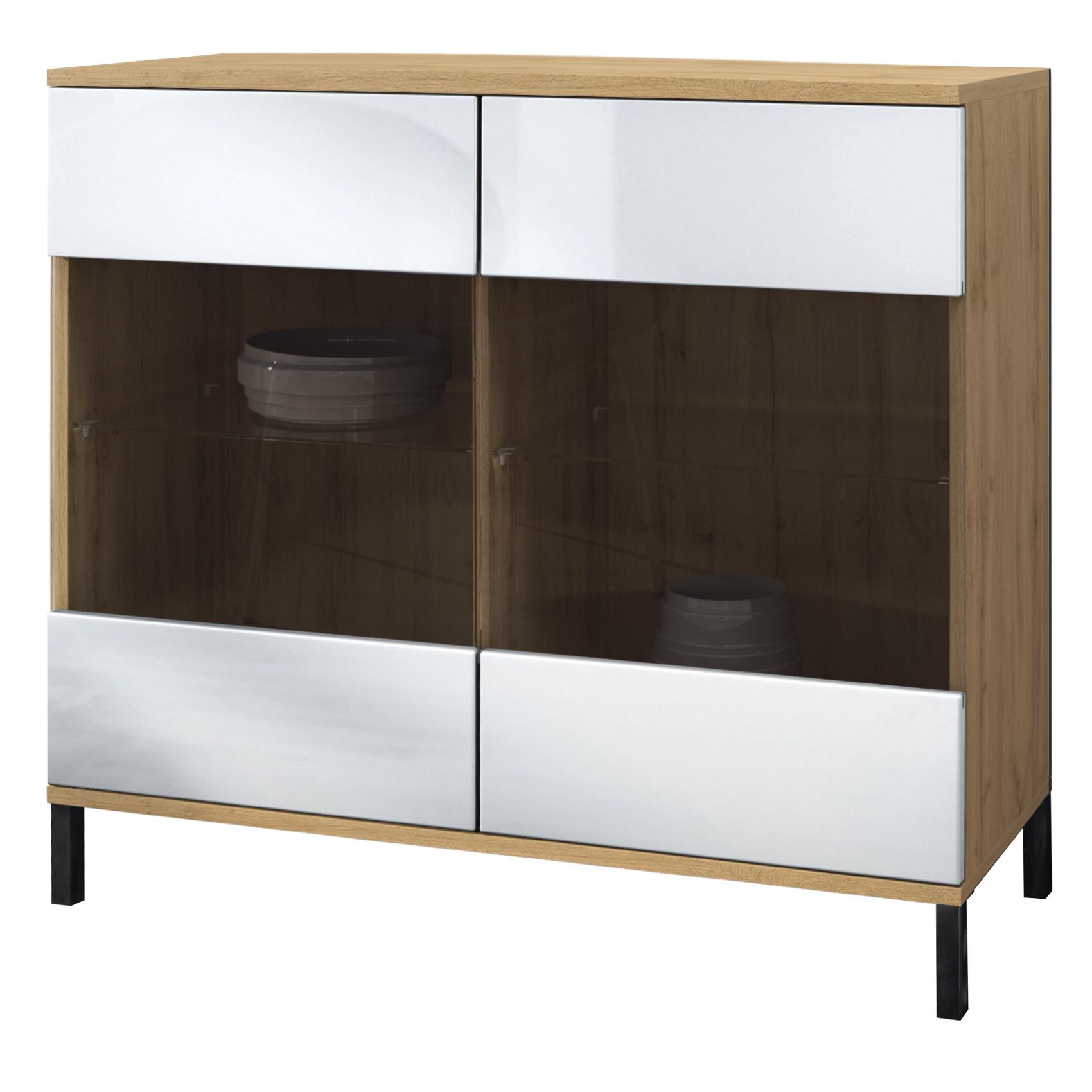 KOMMODE Bari Weiß Hochglanz - Weiß Hochglanz, Holzwerkstoff (92.5/83.5/35cm) - Vladon