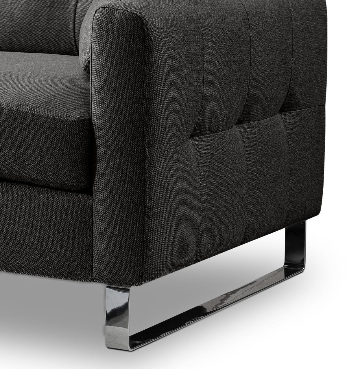 SOFA grau Flachgewebe 2-Sitzer 175 cm, Couch mit Steppoptik - Chromfarben/Grau, Holz/Textil (175/92/94cm) - Inn.Furn