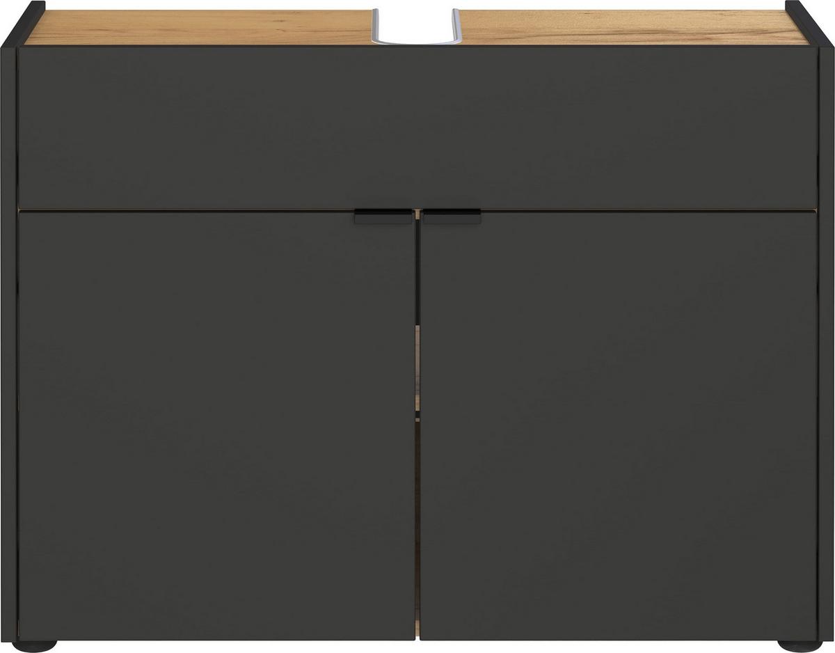 UNTERSCHRANK 80x34x60 cm stoßfest mit Siphonaussparung und Easy-Clean-Oberfläche, Grau-Beige 80x34x60 cm - Grau, Holz/Metall (80/60/34cm) - KADIMA DESIGN