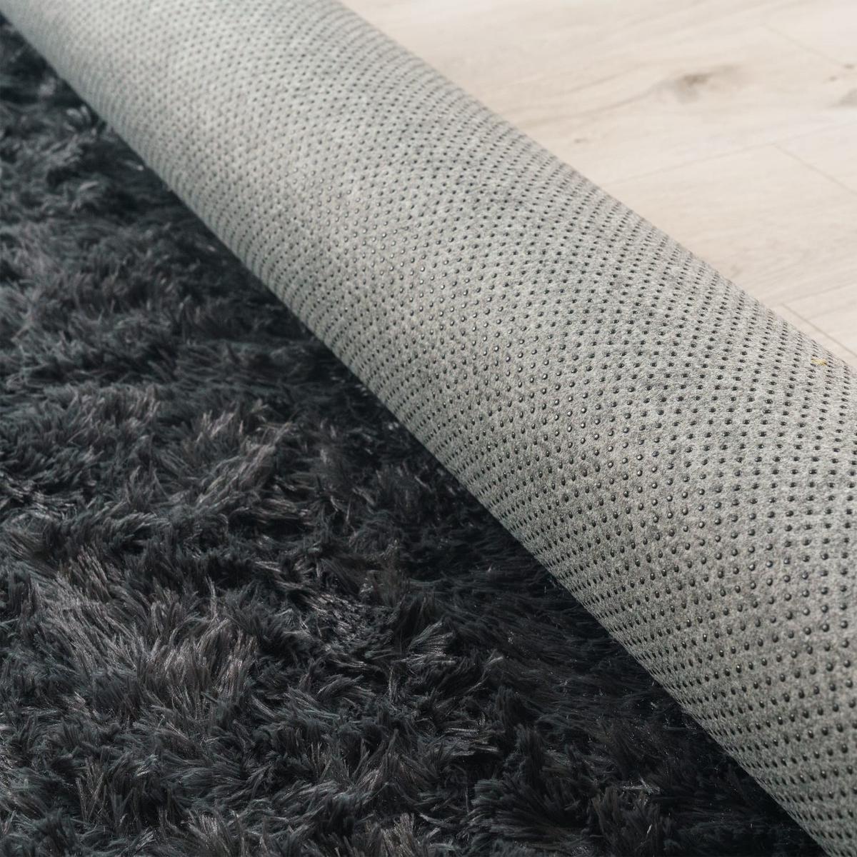 HOCHFLORTEPPICH, einfarbig, aus Polyester, Anthrazit, Ø 80 cm - Anthrazit, Textil (80/80cm) - KADIMA DESIGN