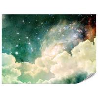 FOTOTAPETE für Kinderzimmer Kosmische Nebelwolken Sterne Galaxie Mystisch 200x140 - Türkis/Pastellgrün, Papier (200/140cm) - Muralo