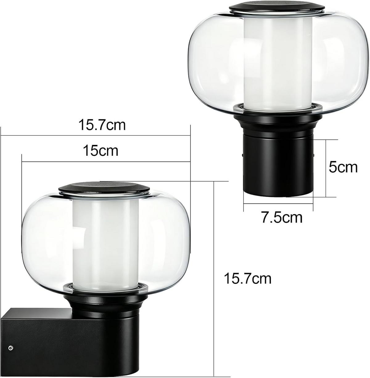 AUSSENWANDLEUCHTE Aklenly 15.7/7.5/15.7 cm - Schwarz, Glas/Metall (15.7/15.7/7.5cm) - ZMH