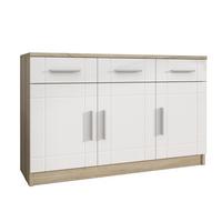 KOMMODE PERUGIA 103/70/37 cm mit 3 Schubladen 3 Türen Sonoma Eiche - Weiß/Sonoma Eiche, Holzwerkstoff (103/70/37cm) - MASSENO