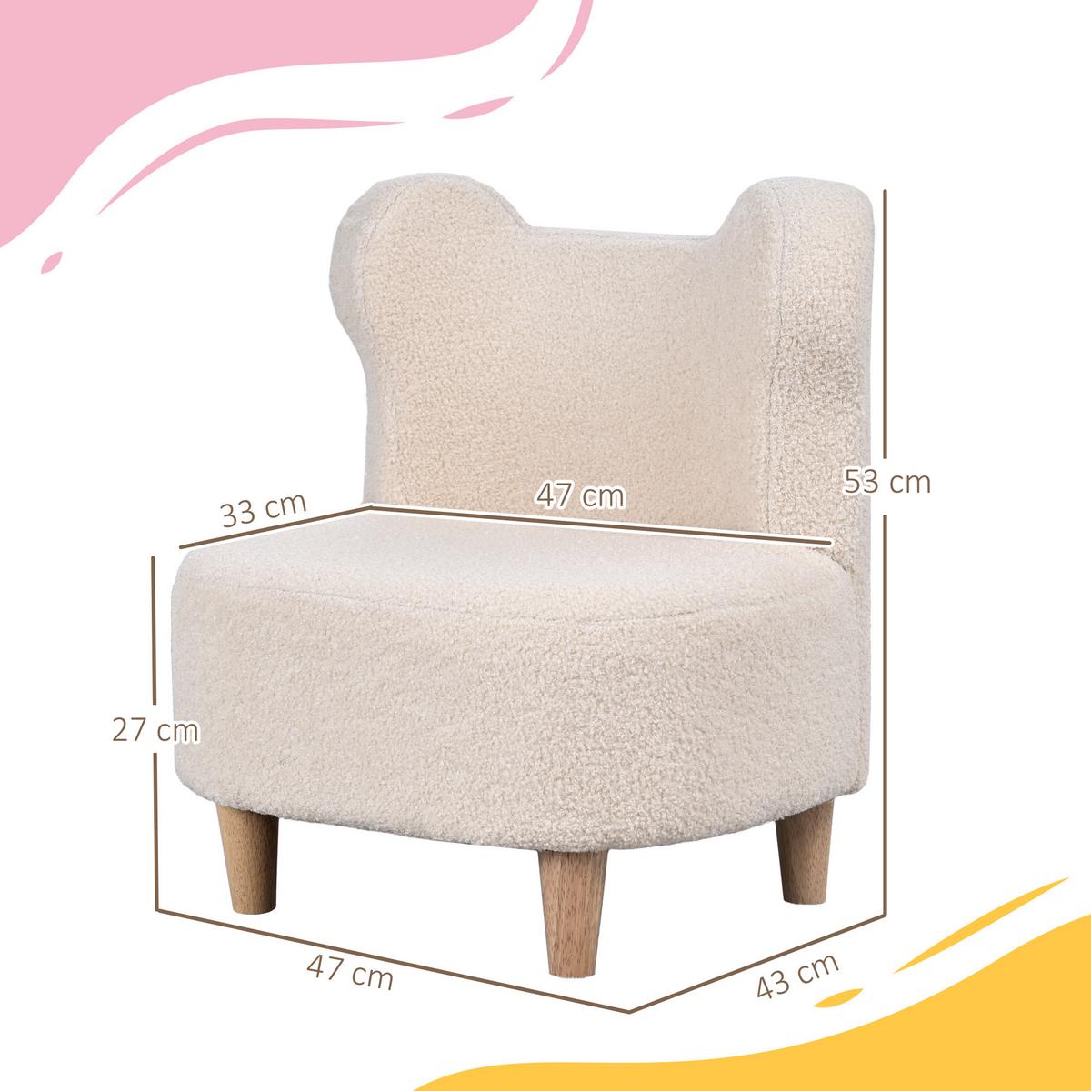 KINDERSESSEL Teddyfleece-Optik Bärenform Beige - Beige/Naturfarben, Holz/Holzwerkstoff (43/53/47cm) - AIYAPLAY