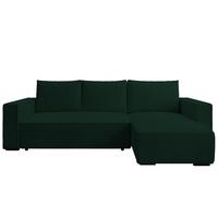 ECKSOFA CUDDY L, Eckcouch in L-Form mit Schlaffunktion und Bettkasten, Farbe: Grün, Cordstoff, Ottomane Rechts - Grün, Textil (240/140cm) - Storez24
