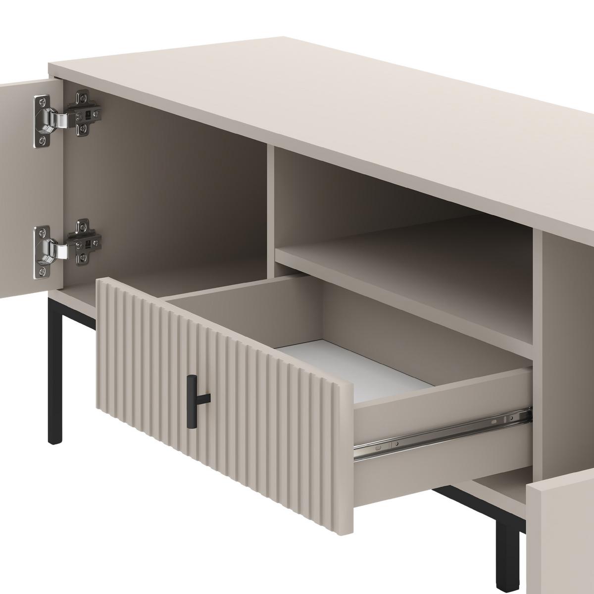 LOWBOARD Marvello mit 2 Türen und 1 Schublade, Kaschmir+Schwarz - Kaschmir/Schwarz, Holzwerkstoff/Metall (154/52/39cm) - Beautysofa
