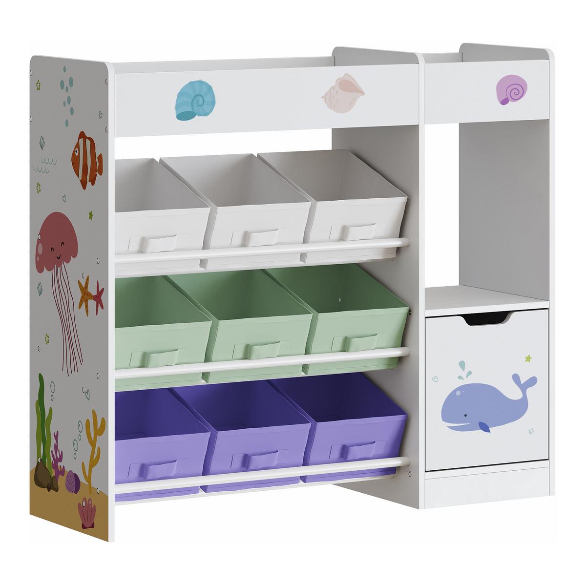 KINDERREGAL Søndreland - Lila/Hellgrün, Holzwerkstoff (90/80/29.5cm) - [en.casa]