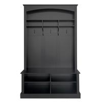 GARDEROBEN-SET in Schwarz 3-in-1 Lösung mit Schuhbank & verstellbaren Ablagen - Schwarz, Holzwerkstoff (120/190/40cm) - Urban Meuble